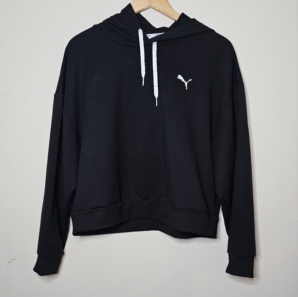 Puma Graphic Cropped Black Hoodie Size Large - Picture 2 of 5